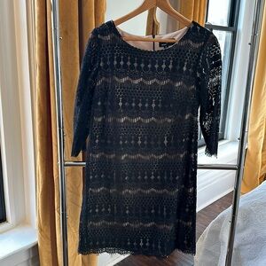 Size 10 Black Lace Dress, knee length and 3/4 length sleeves